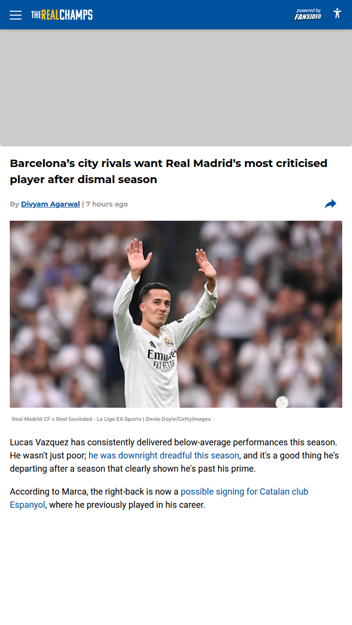 Espanyol Eyes Los Blancos’ Outcast Vazquez