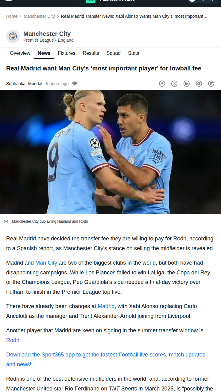 Los Blancos Eye Rodri: City Refuse to Budge