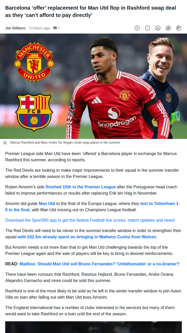 Rashford-for-Ter Stegen Swap Heating Up?