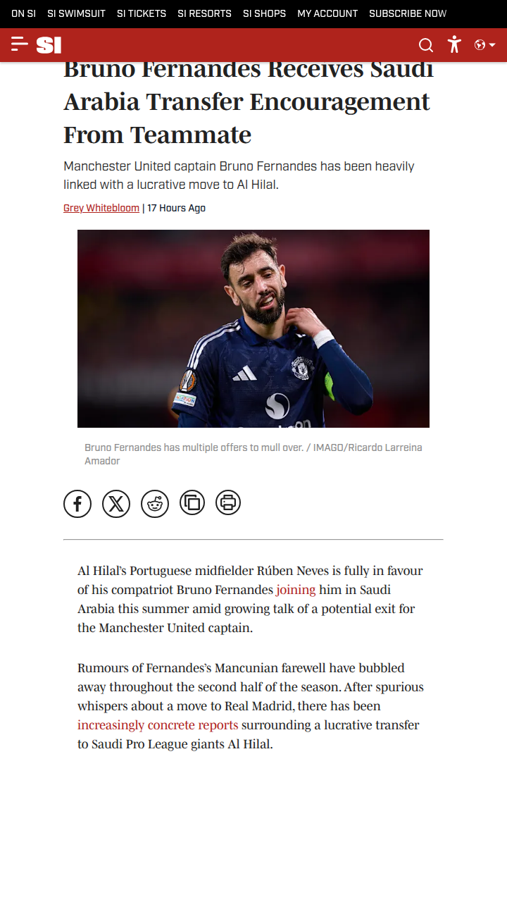 Will Bruno Join Neves in Saudi Arabia?