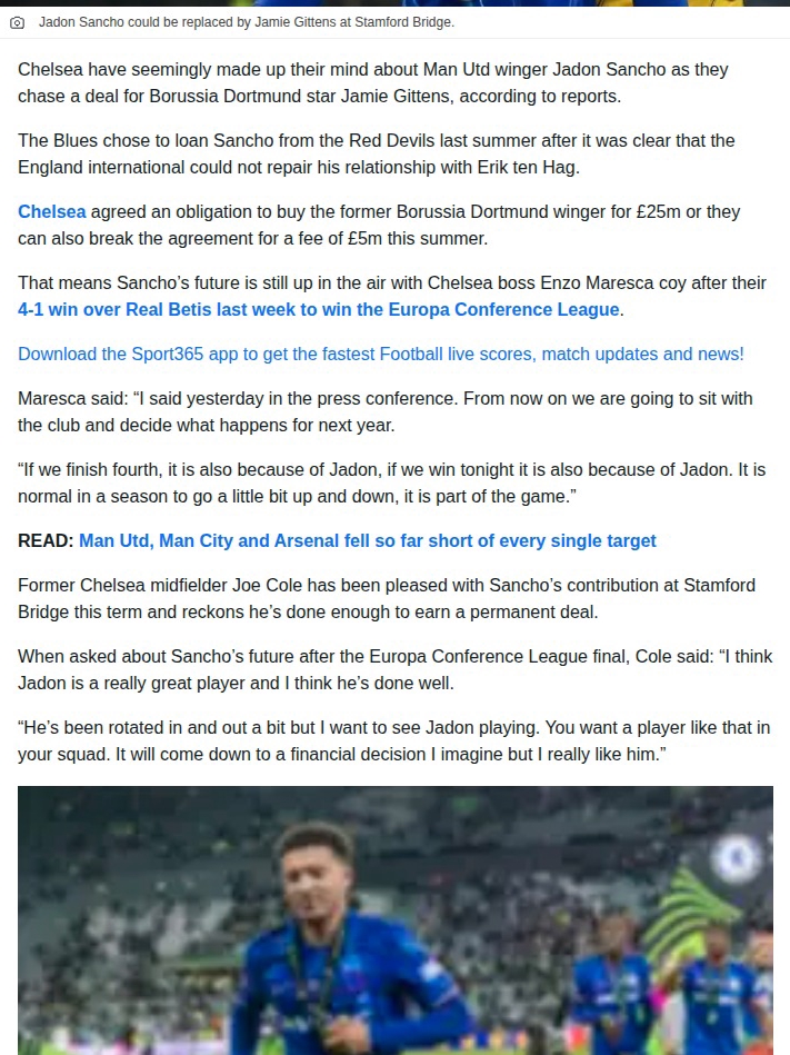 Are Chelsea Moving On From Sancho?