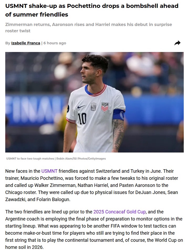 Zimmerman’s Back—USMNT’s Locker Room Glue?
