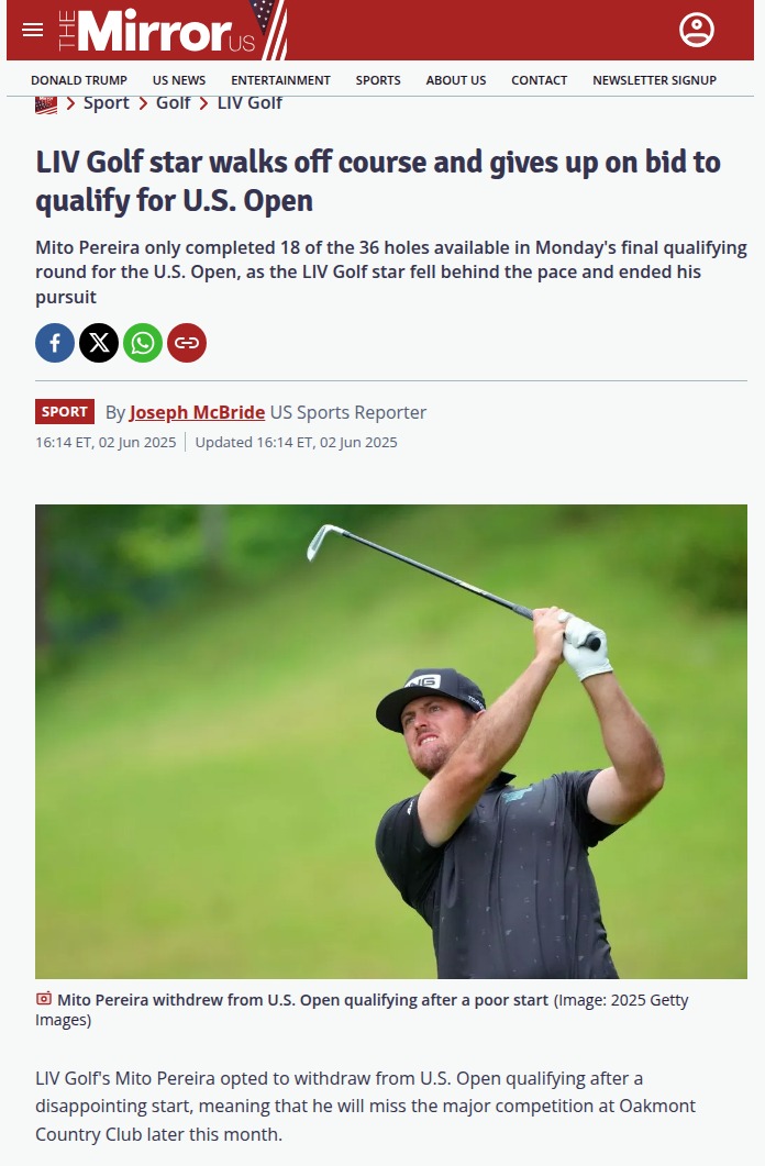 Mito Walks Off: U.S. Open Dream Over