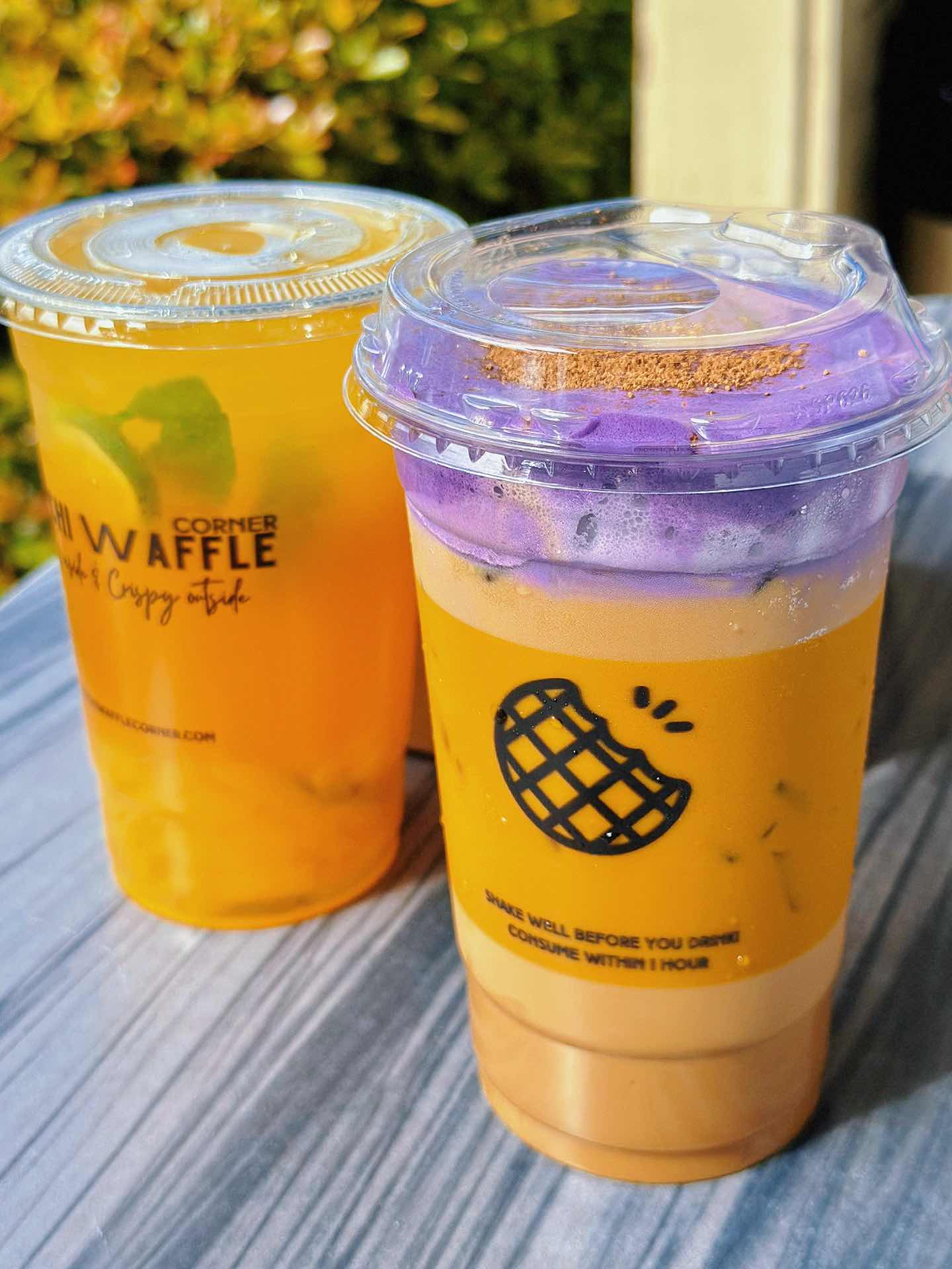 Mochi Waffle - Sticky Rice Waffle & Purple Yam Coffee