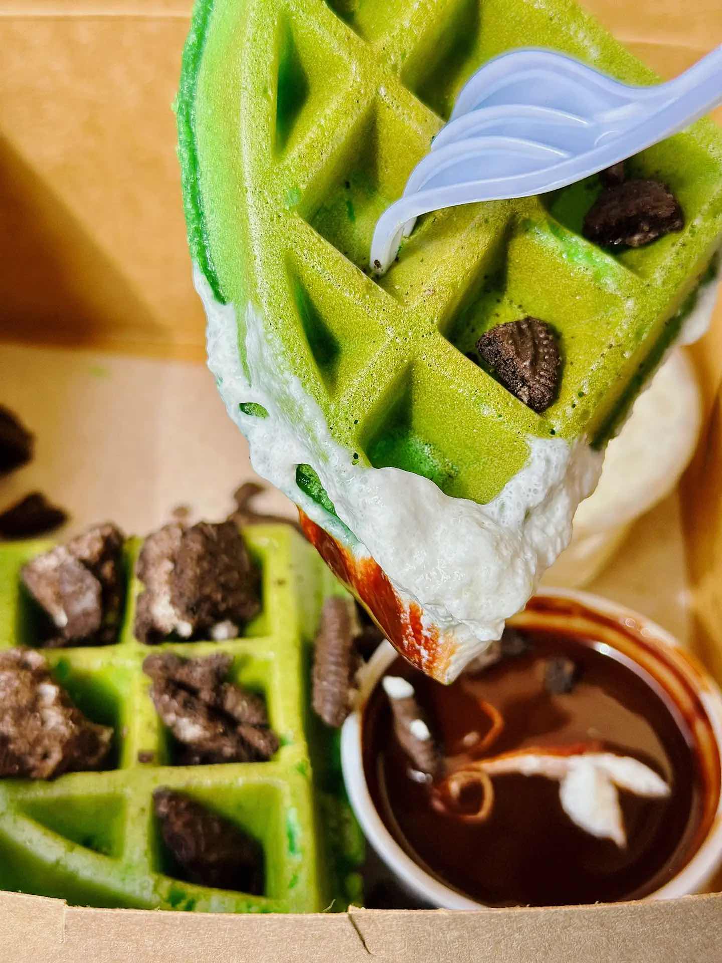 Mochi Waffle - Sticky Rice Waffle & Purple Yam Coffee