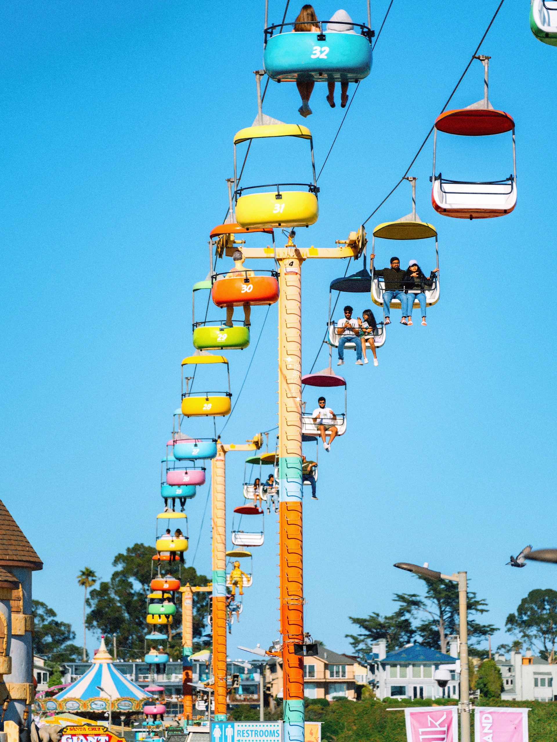 Macaron-colored Santa Cruz🎠 beachside amusement park in Cali