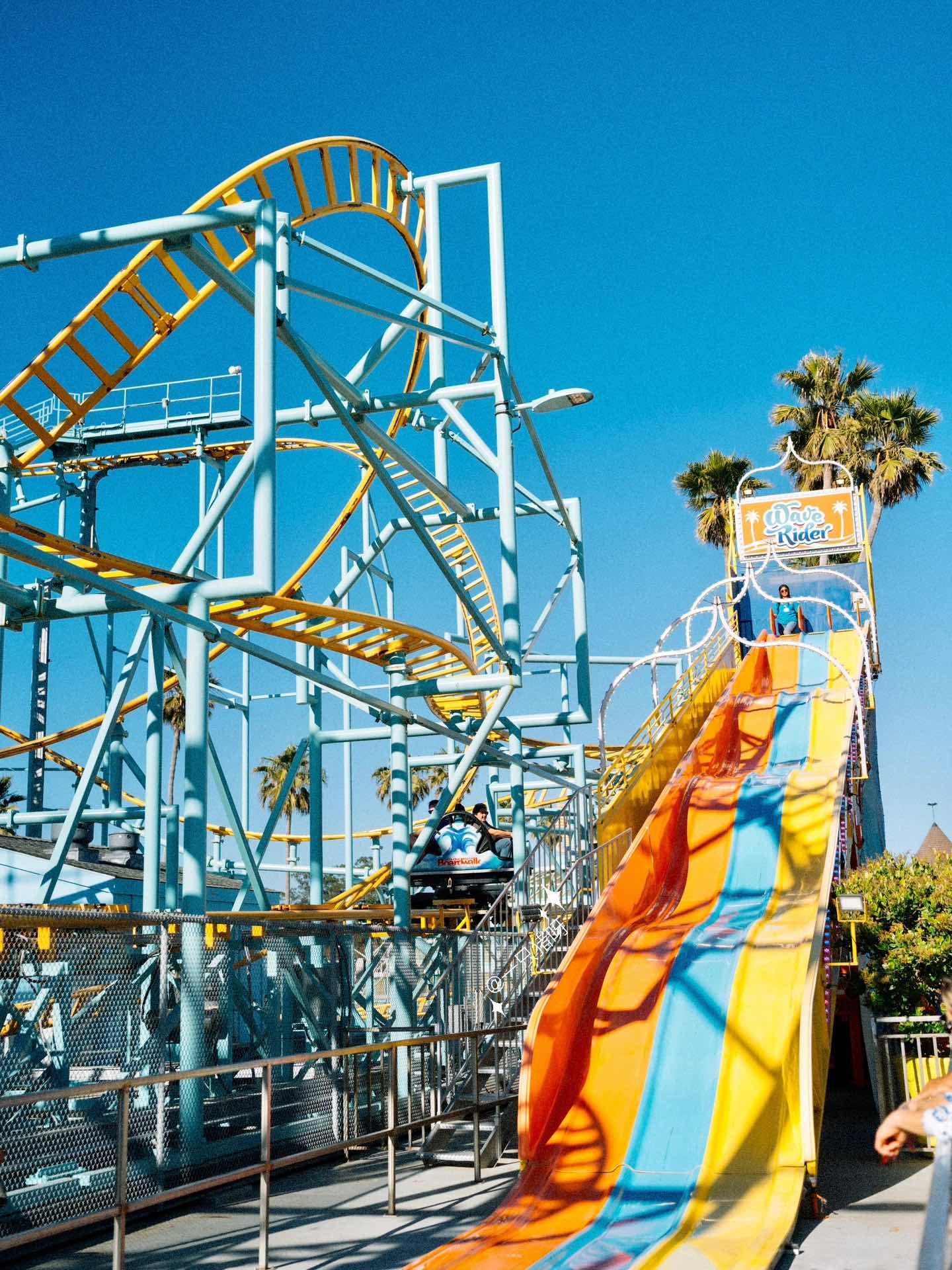 Macaron-colored Santa Cruz🎠 beachside amusement park in Cali