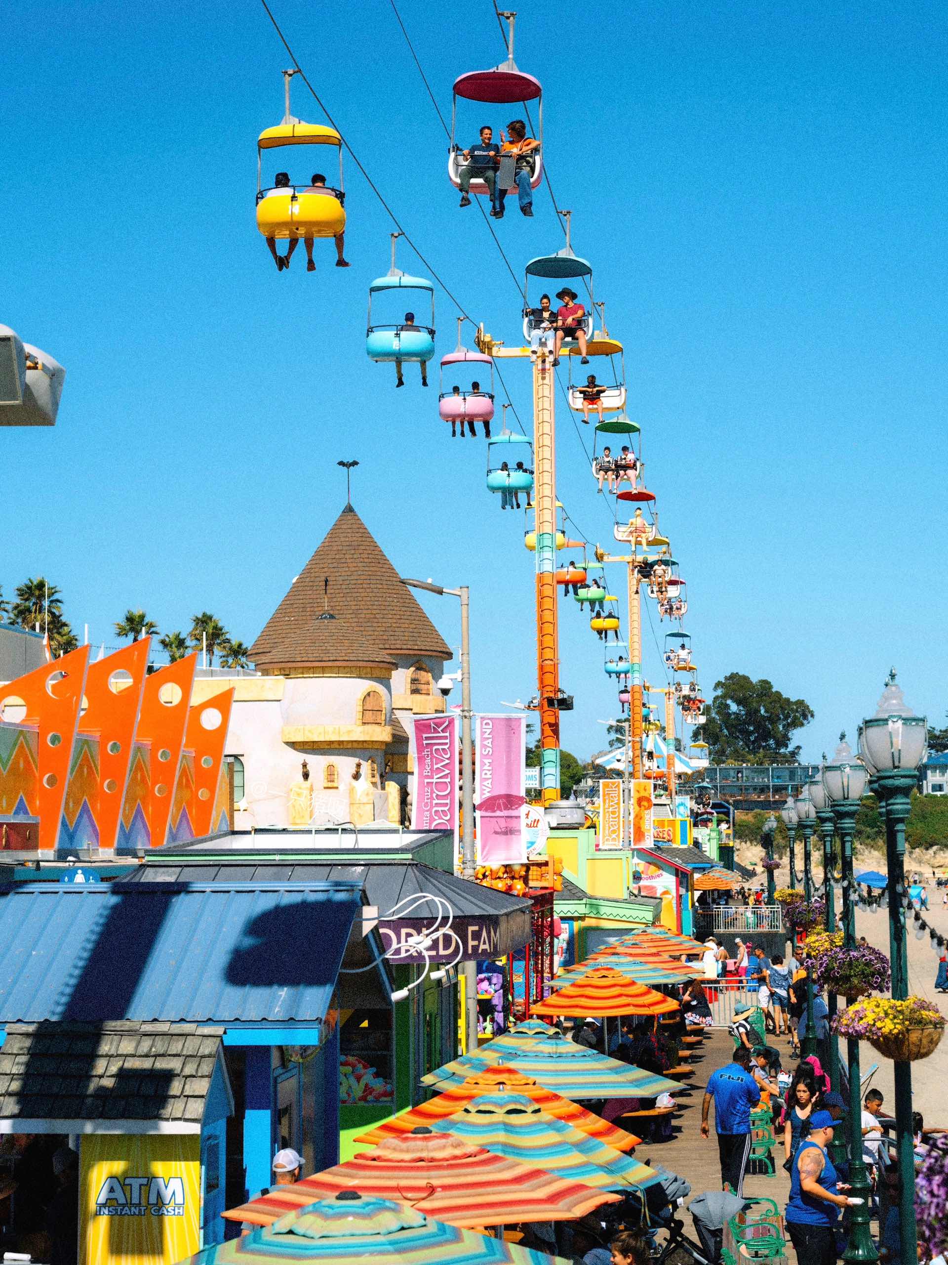 Macaron-colored Santa Cruz🎠 beachside amusement park in Cali
