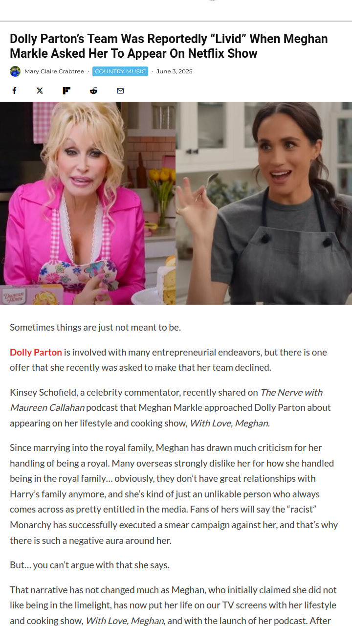 Dolly’s Team Furious Over Meghan Invite? 🤔