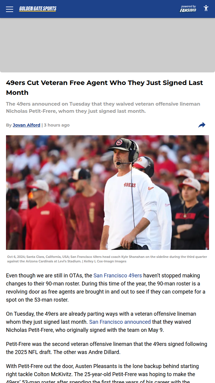 49ers' O-Line Shuffle: Petit-Frere Out Already?