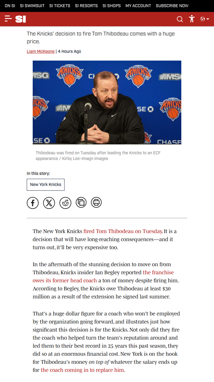 Knicks Pay Big for Firing Thibs—Was It Worth It?