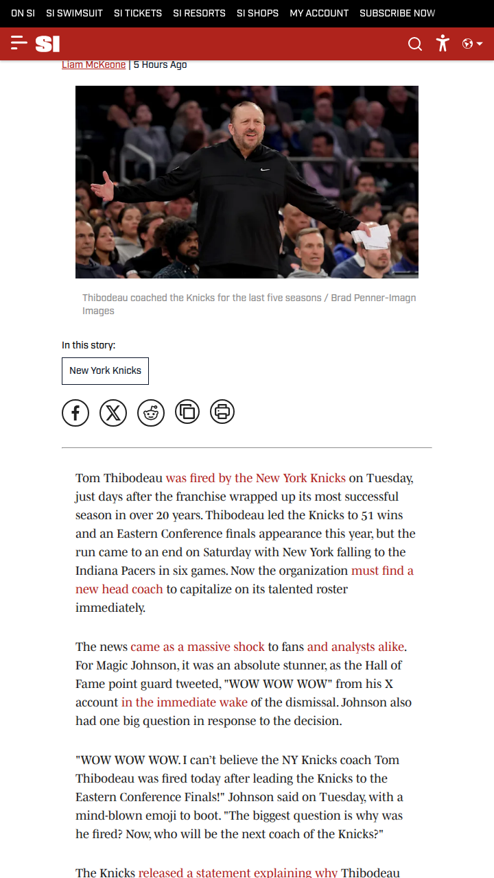 Magic’s Shock: Thibs Out After Knicks’ Run?