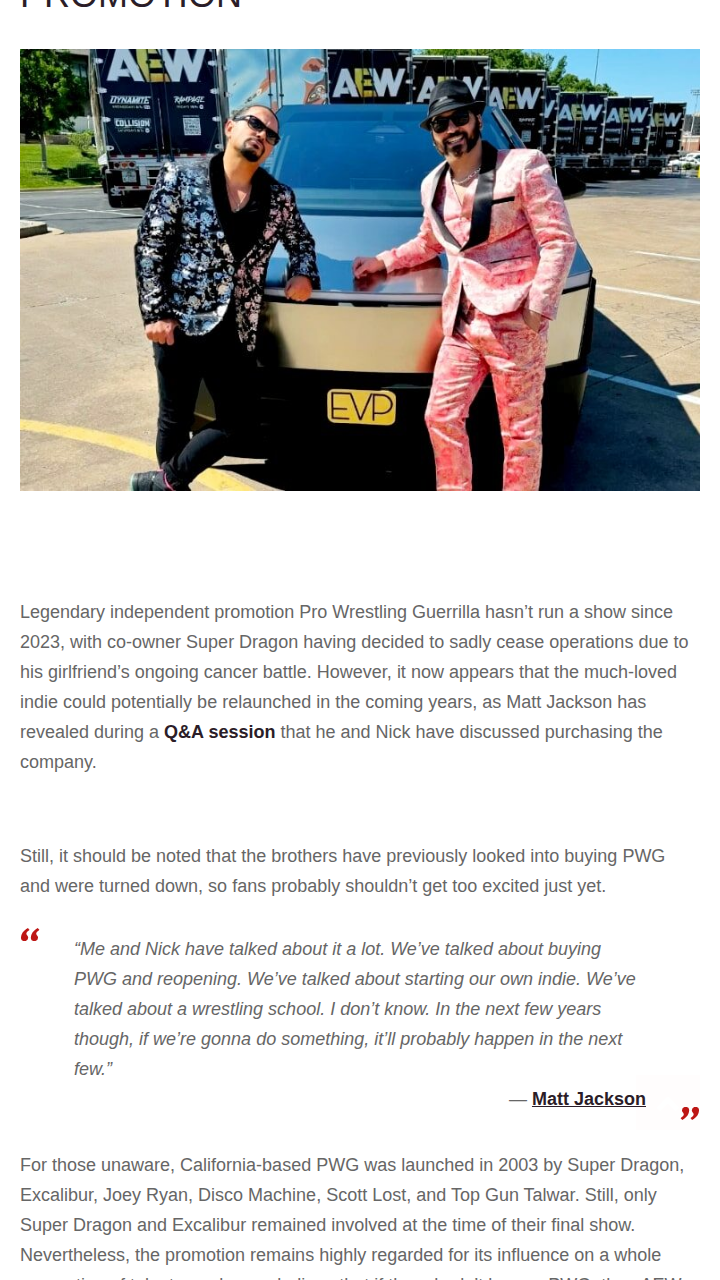 Could The Bucks Bring PWG Back?