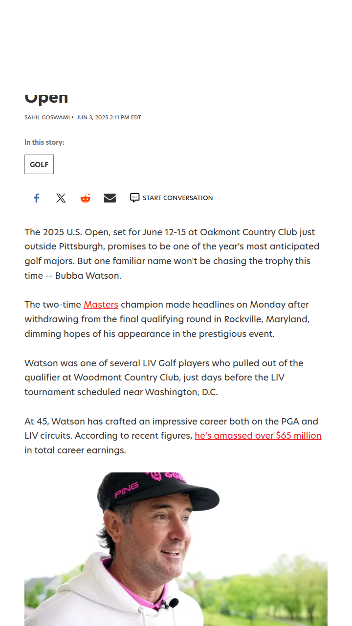 Bubba Bows Out: U.S. Open Without a Lefty Legend