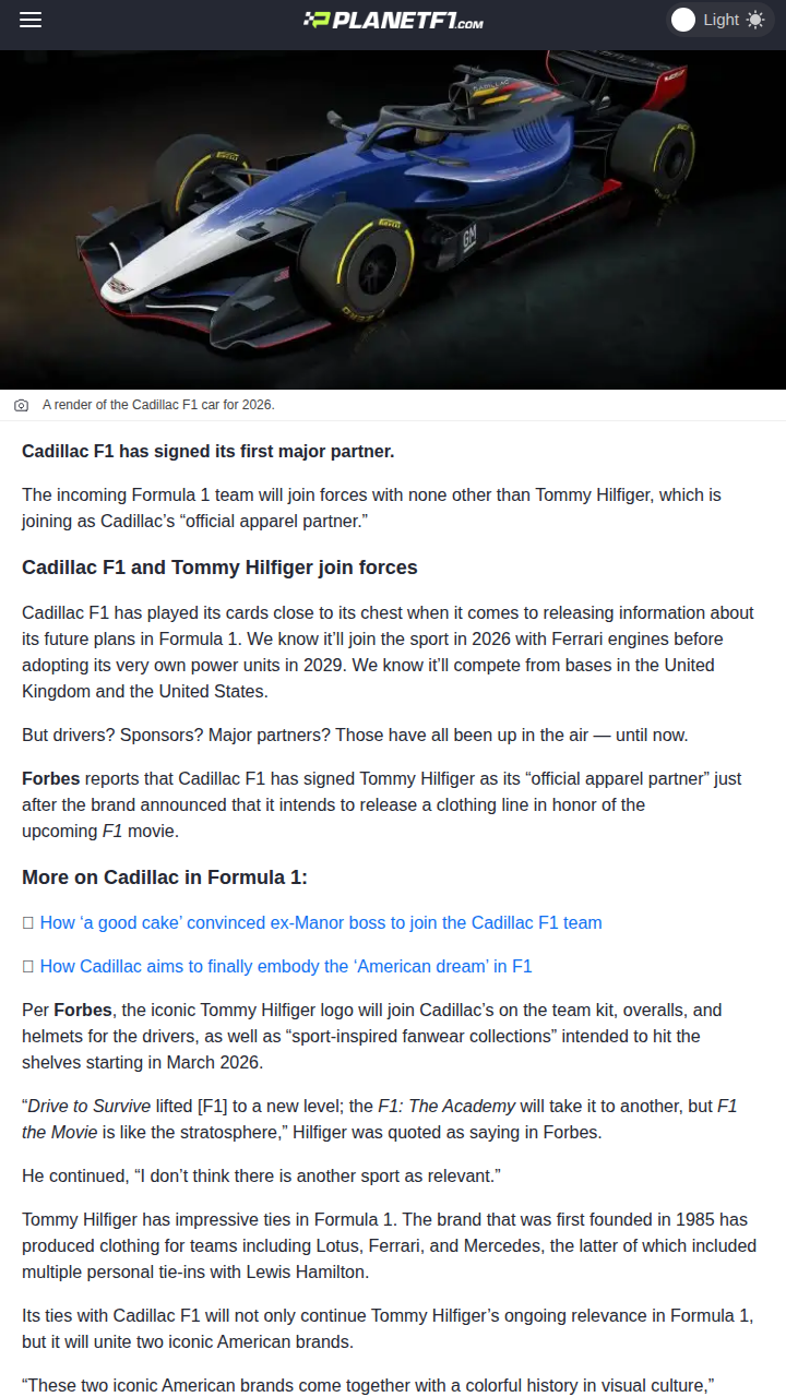Cadillac F1 x Tommy Hilfiger: Big Move!