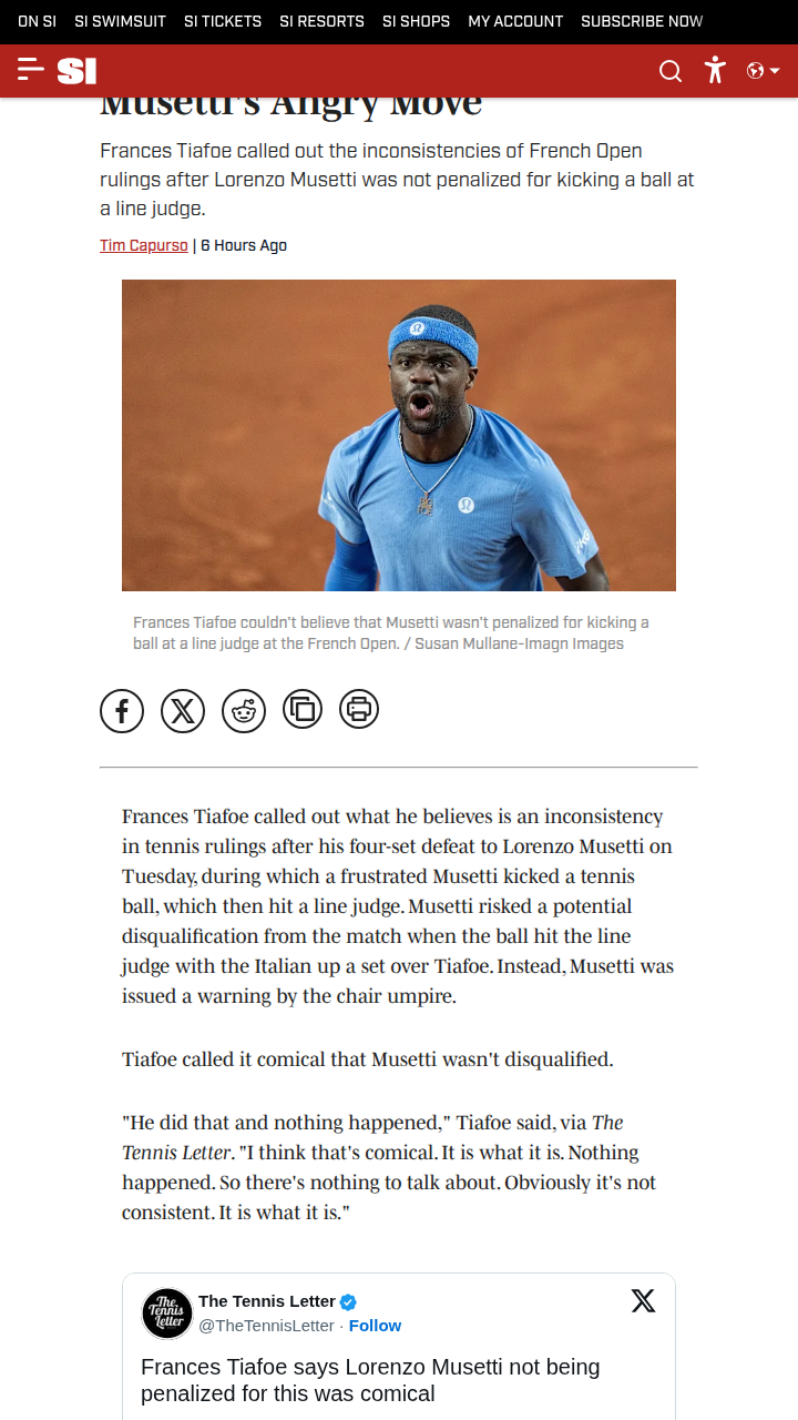 Tiafoe Calls Out French Open Double Standard