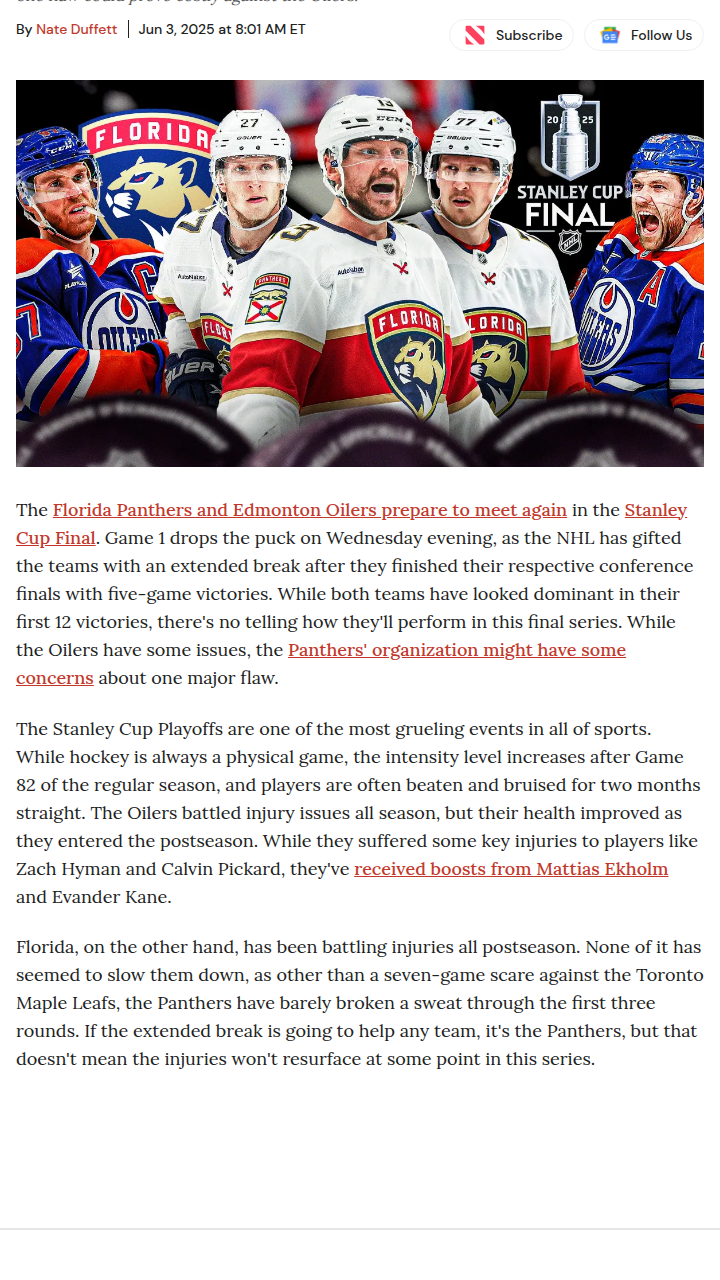 Panthers’ Health: Achilles’ Heel in Finals?