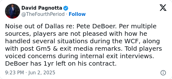 DeBoer Benches Otter: Locker Room Fallout?