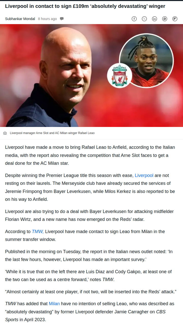 Reds Eye Leao: Milan Showdown Brewing?