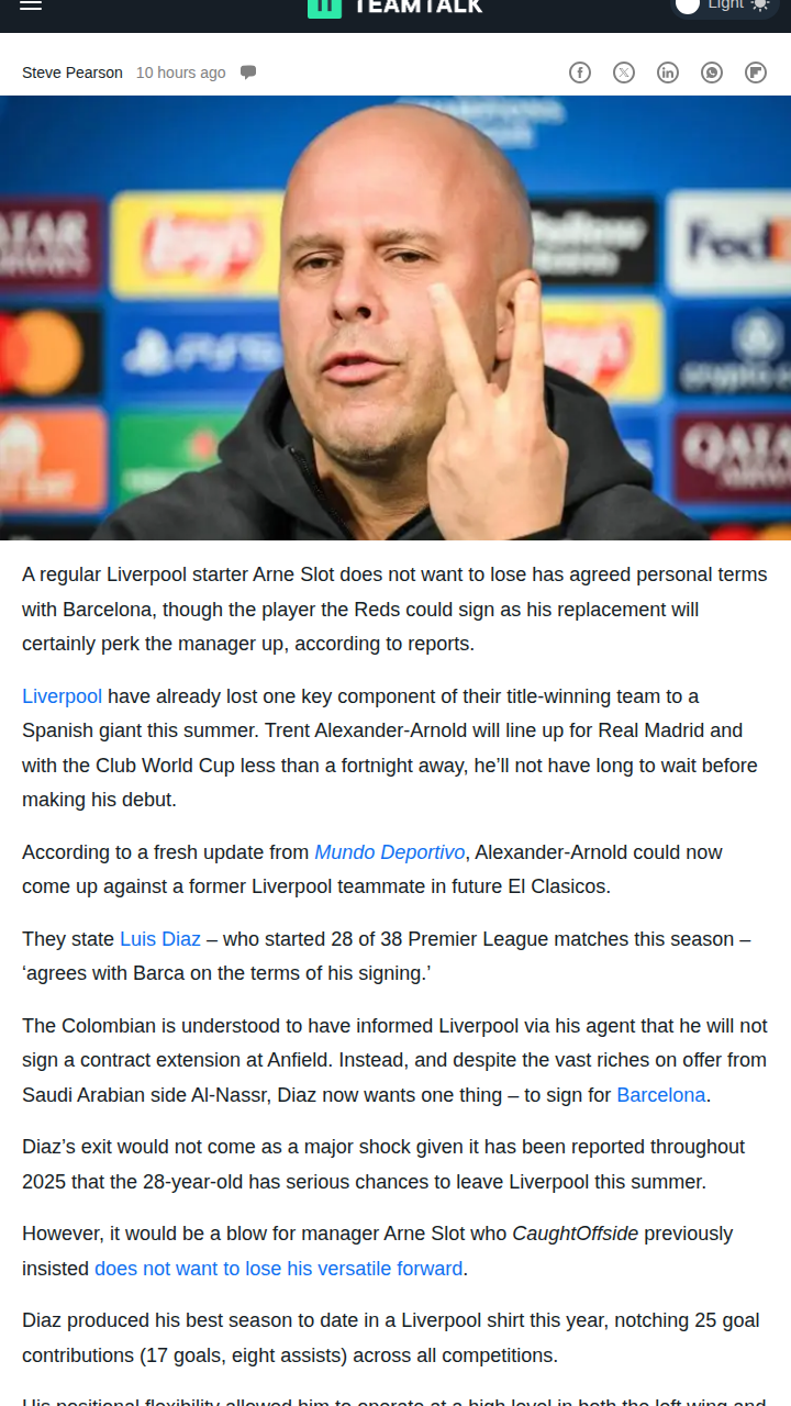 Diaz to Barca? Reds Face Summer Shake-Up