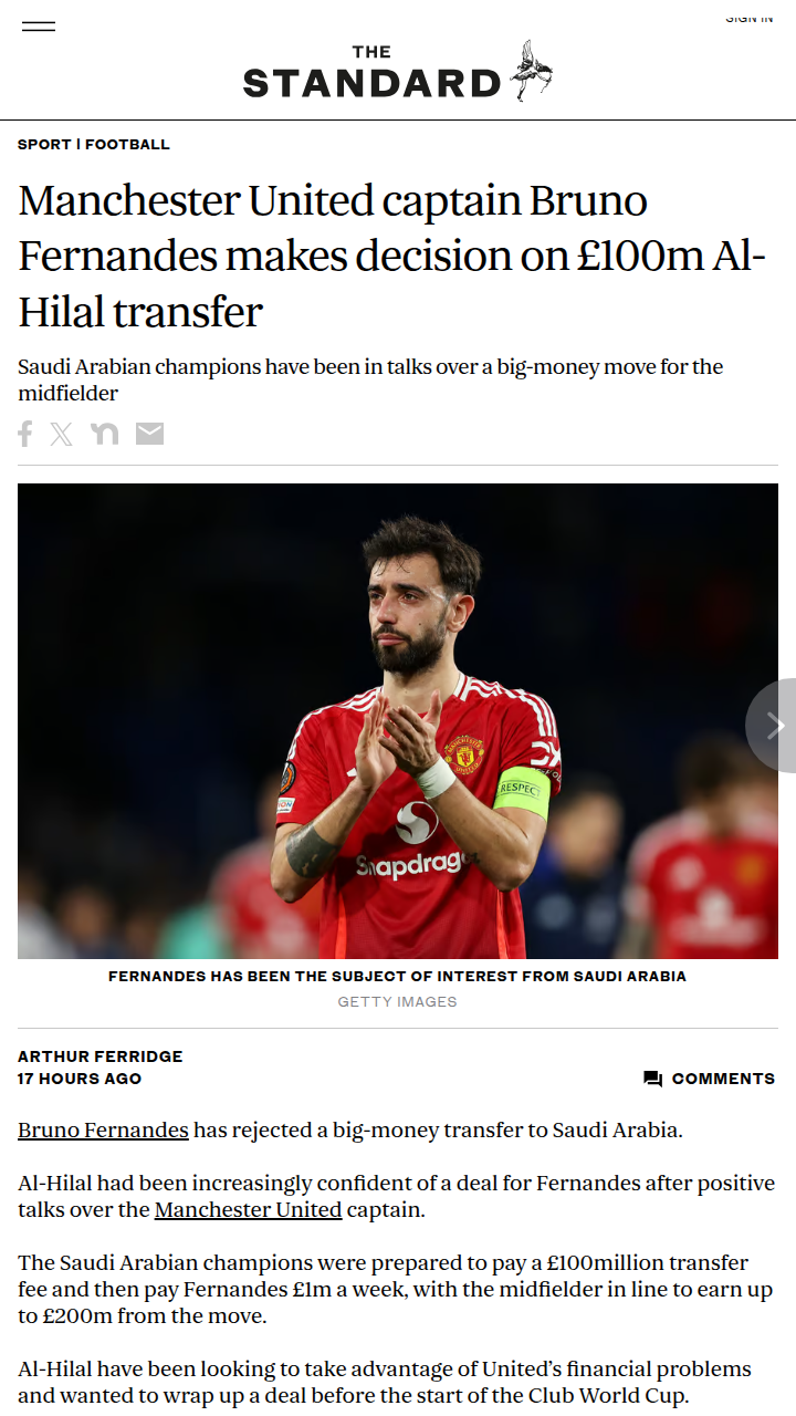 Bruno Rejects Saudi Mega Deal—Stays Red!