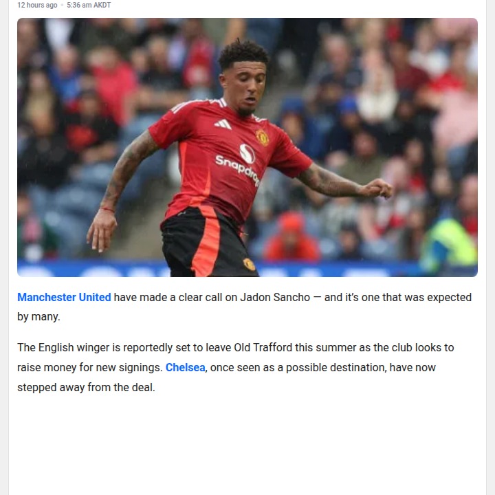 Sancho Saga: Chelsea Backs Out, What’s Next?