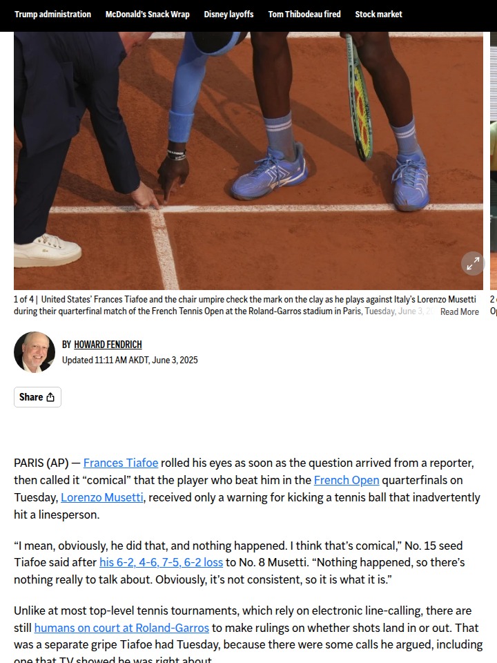 Tiafoe Slams 'Comical' Musetti Call