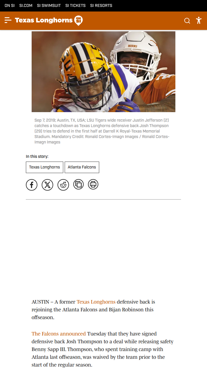 Longhorns Reunite: Josh Thompson Joins ATL