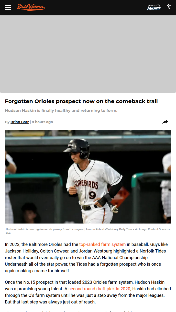 Hudson Haskin Heating Up in Norfolk