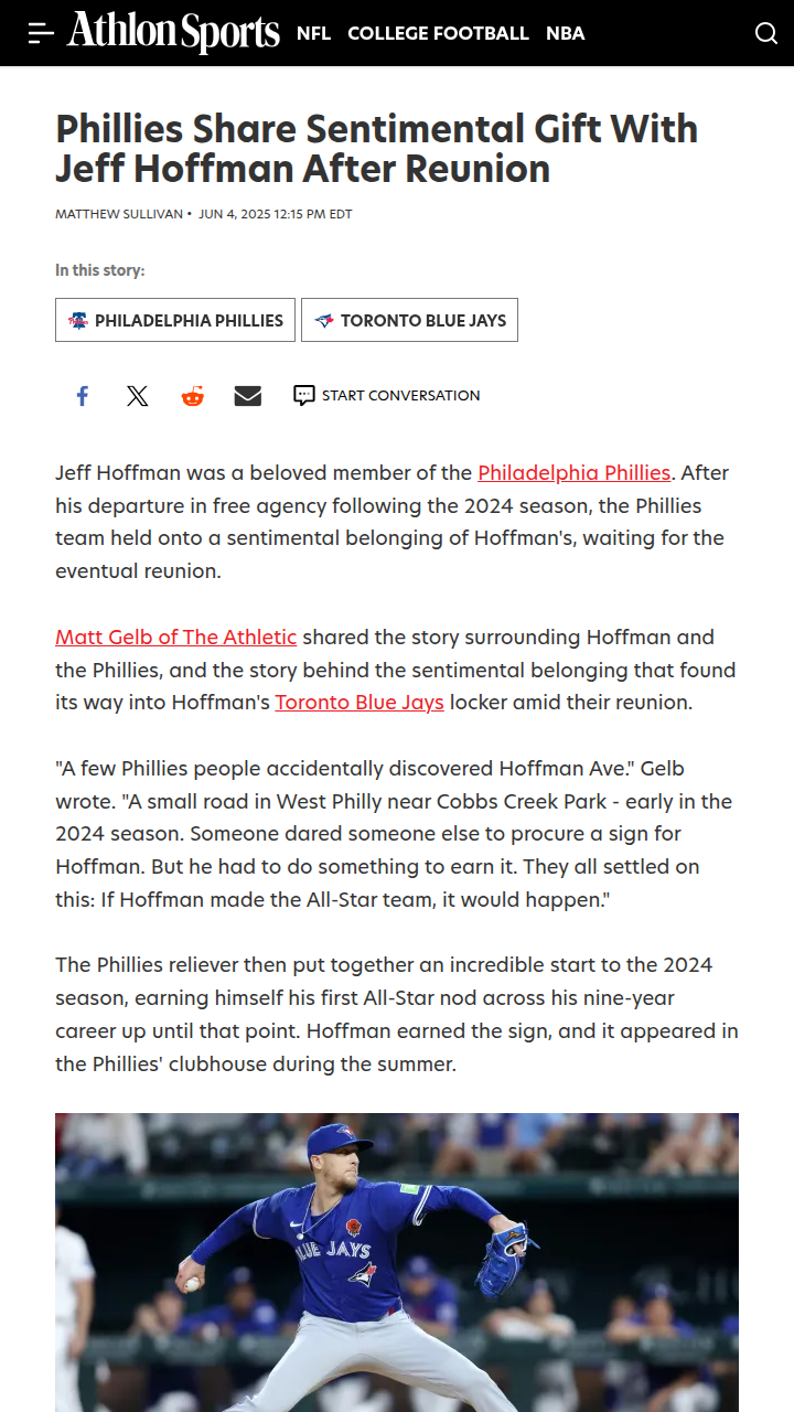 Hoffman Ave. Returns: Phillies’ Heartfelt Gesture