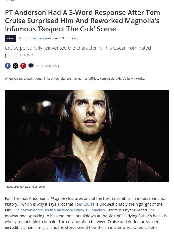 Tom Cruise Flipped Magnolia Script?! 😱