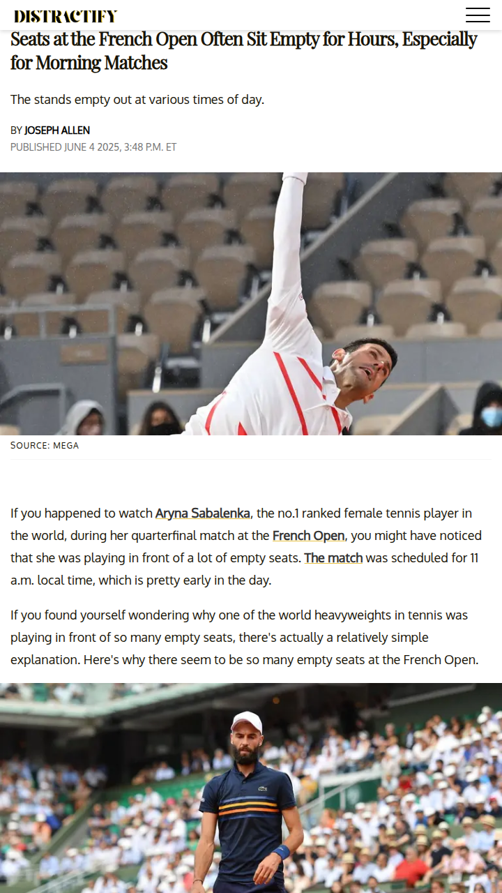 Why Is Sabalenka Playing to Empty Seats?