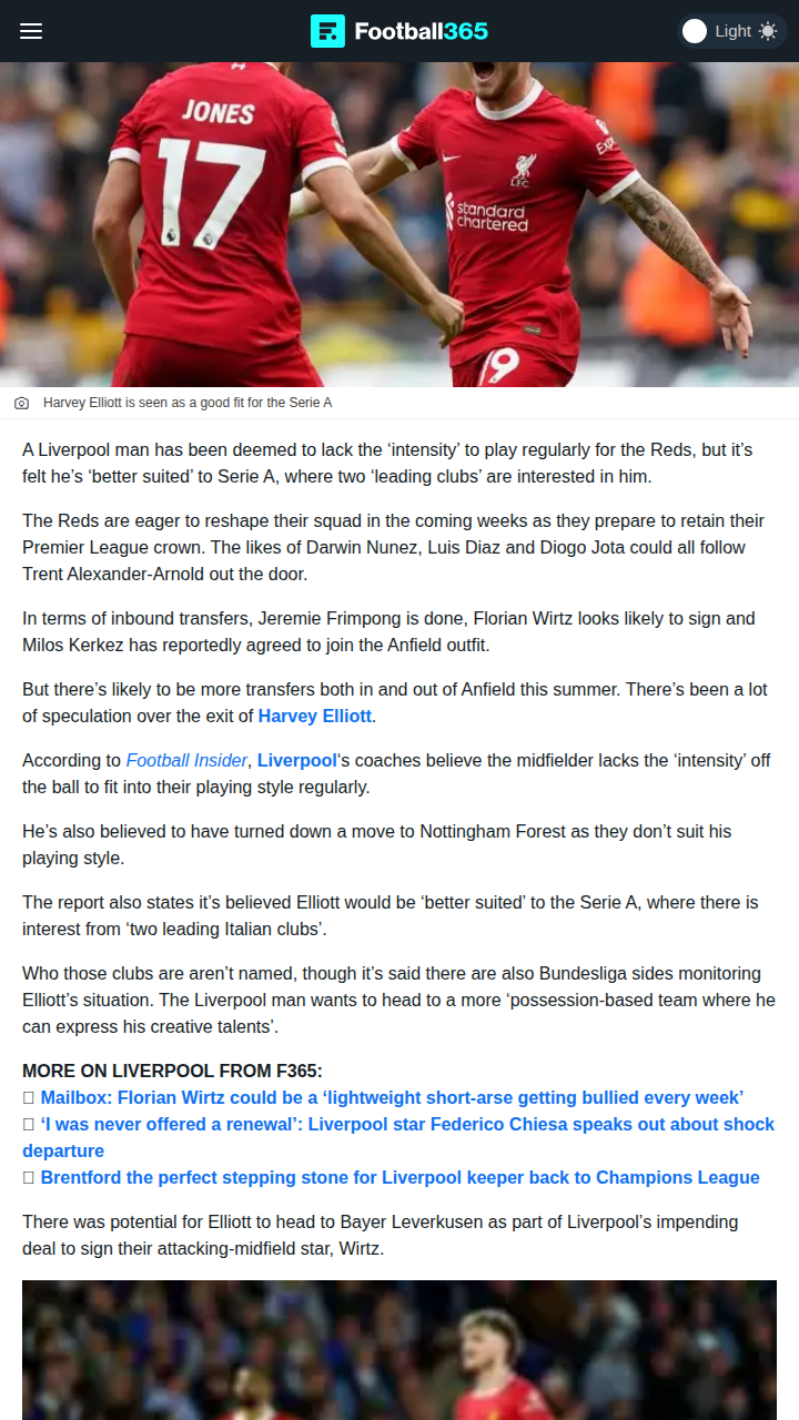 Is Harvey Elliott Serie A Bound This Summer?