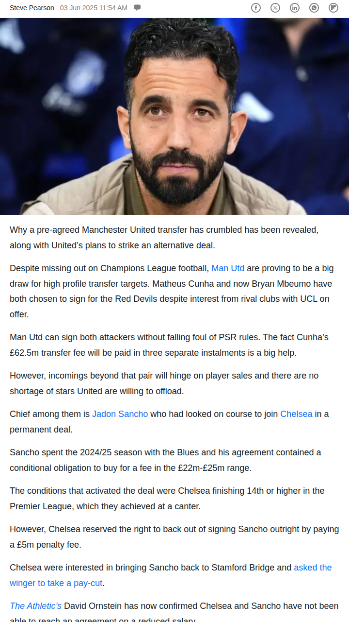 Sancho’s Chelsea Move Falls Through—What’s Next?