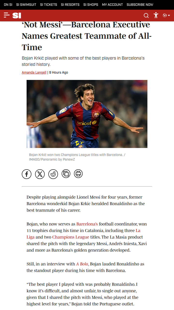 Bojan Picks Ronaldinho Over Messi?!