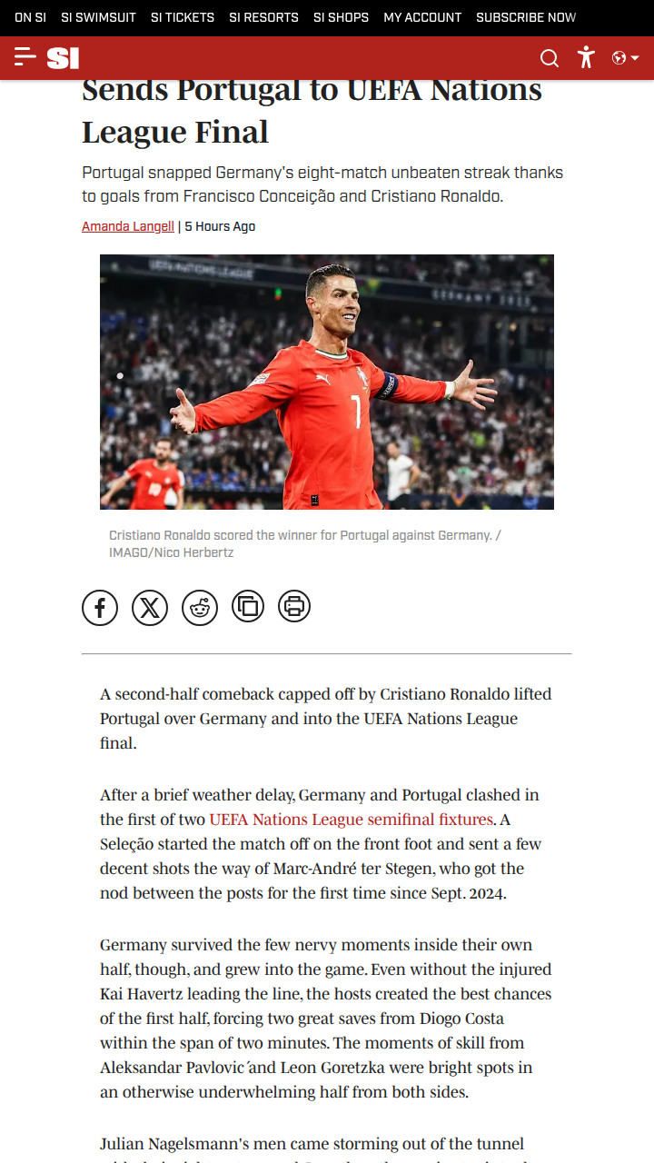 CR7 Ends Germany’s Streak in Thriller