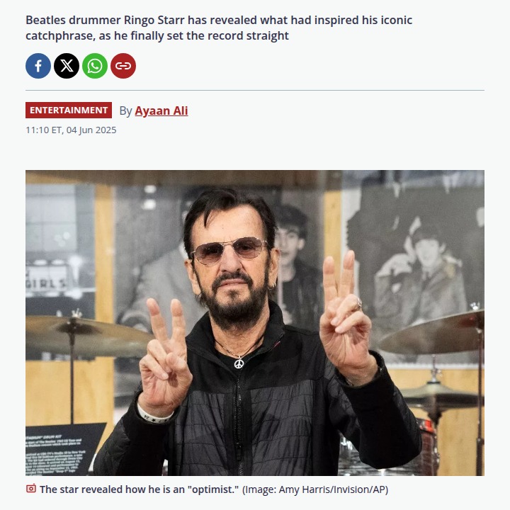 Ringo’s ‘Peace & Love’ Motto Not From India? 🤔