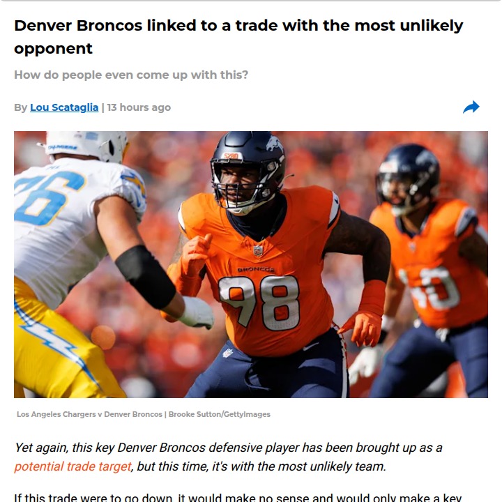 Broncos Trading JFM to Chargers? No Way!