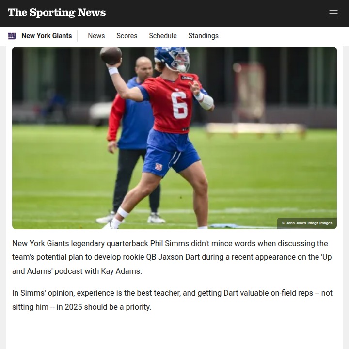 Simms Slams Giants’ QB Plan as 'Stupid'