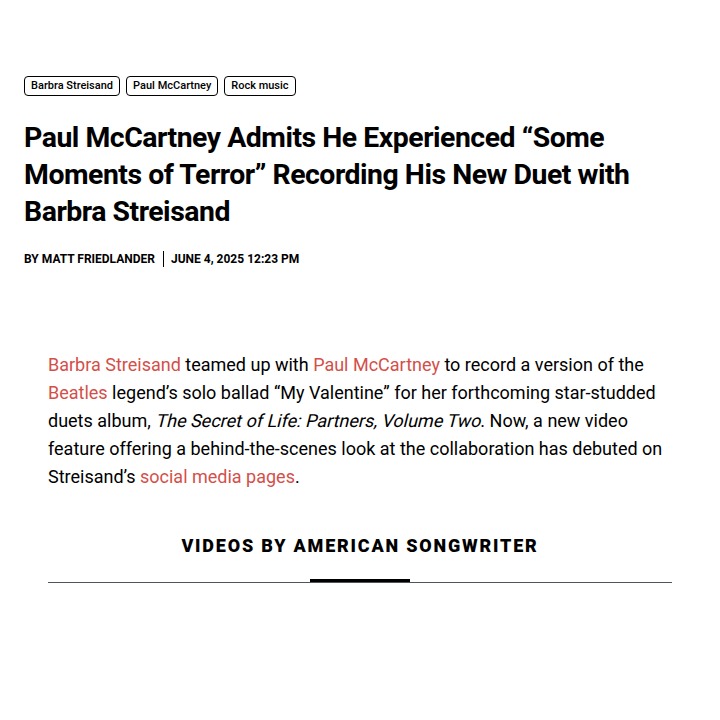 Paul Freaked Out Singing w/ Barbra?! 😱