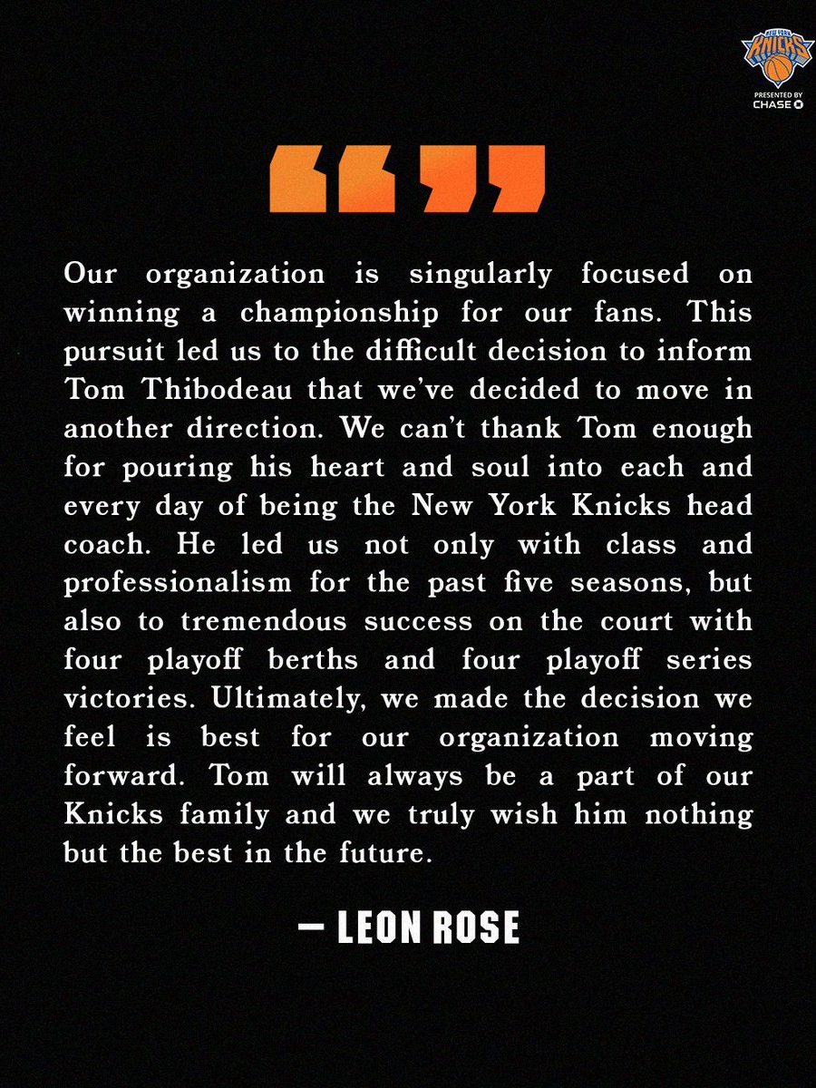Leon Rose Silent After Thibs Firing?