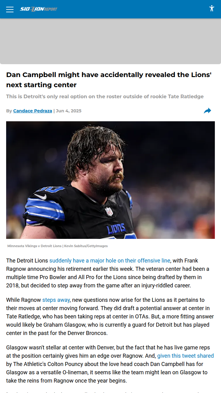 Is Glasgow the Next Man Up at Center?