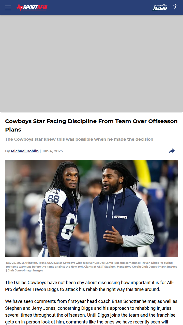 Will Diggs Risk $500K Over Rehab Standoff?