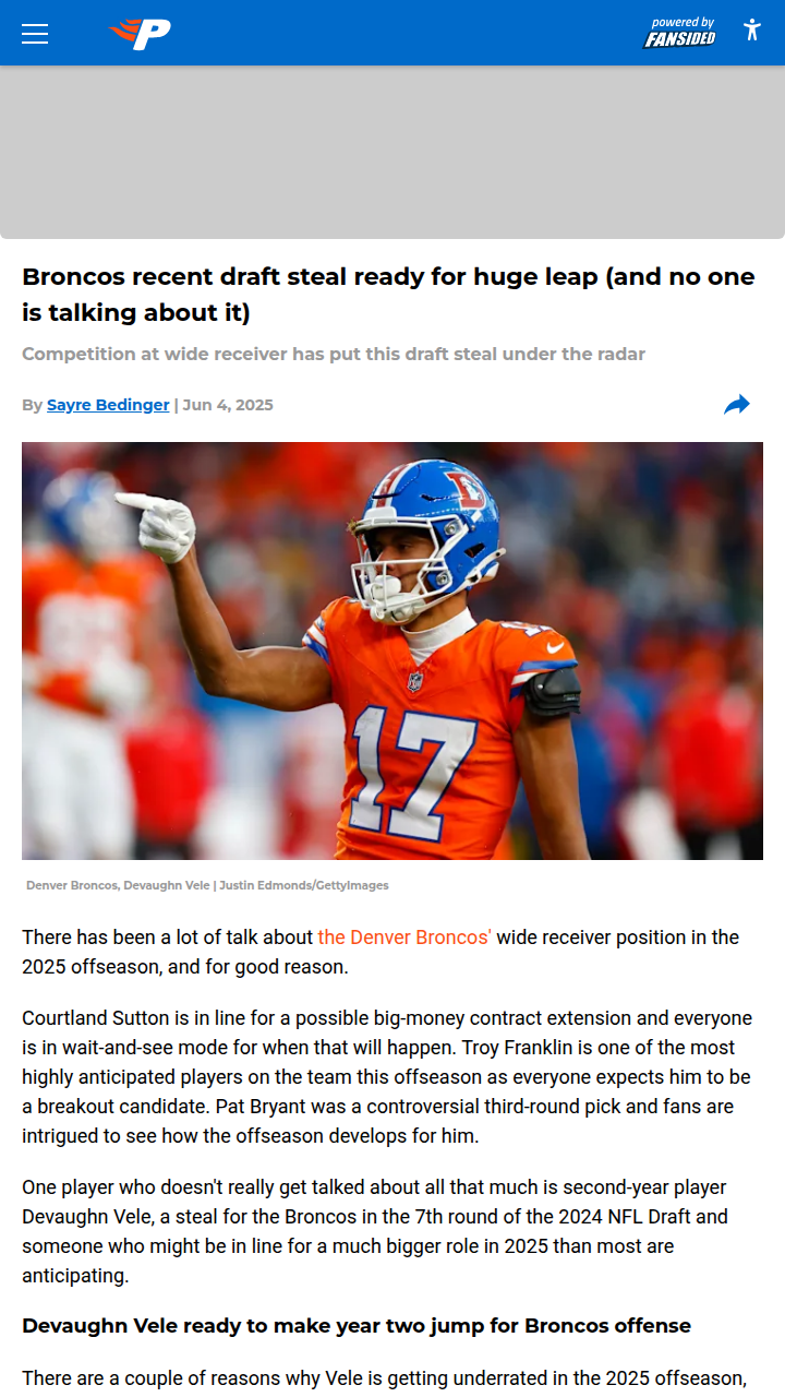Is Vele the Broncos’ Secret Weapon?