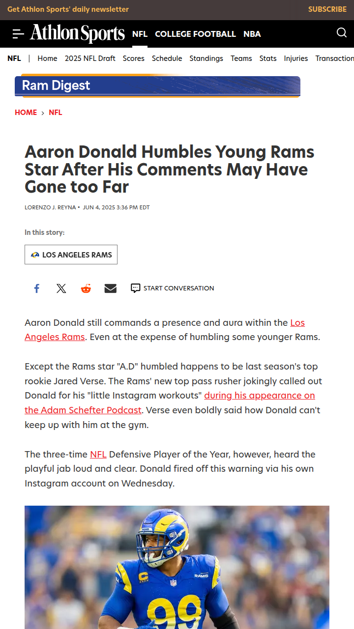 A.D. vs Verse: Rams’ Gym Showdown Brewing?