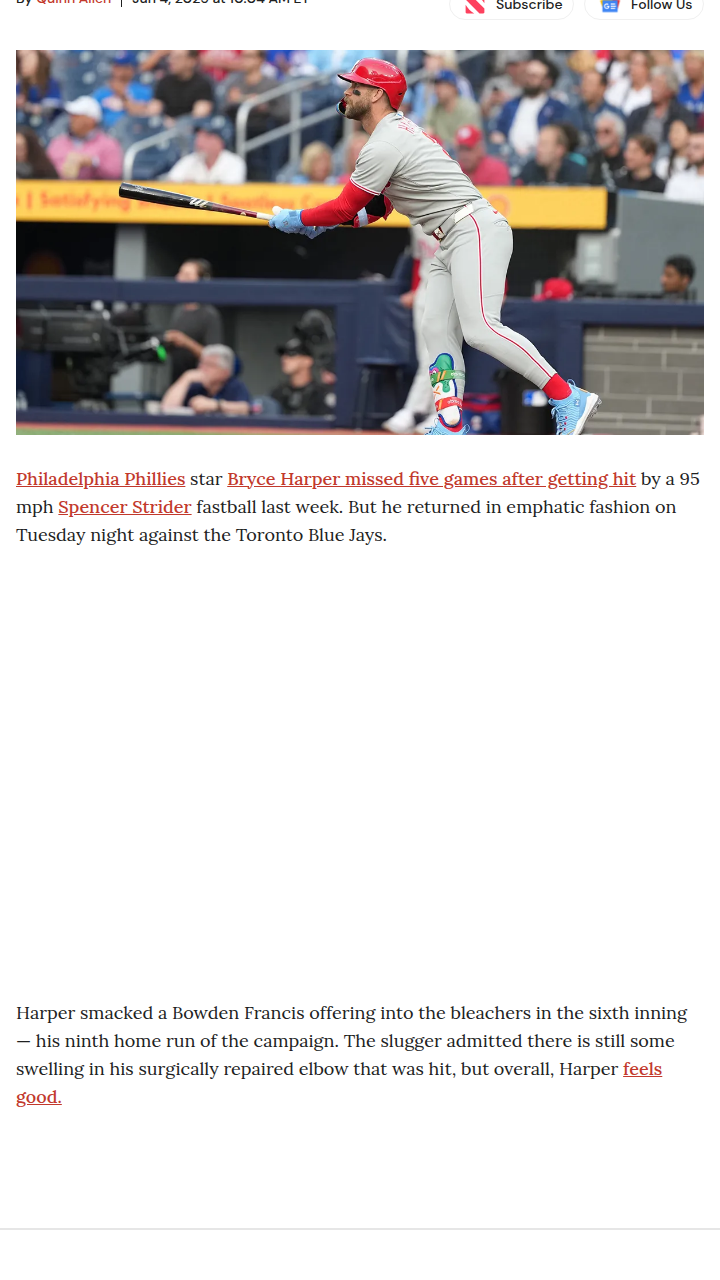 Bryce Bombs Jays—But Is He 100% Yet?