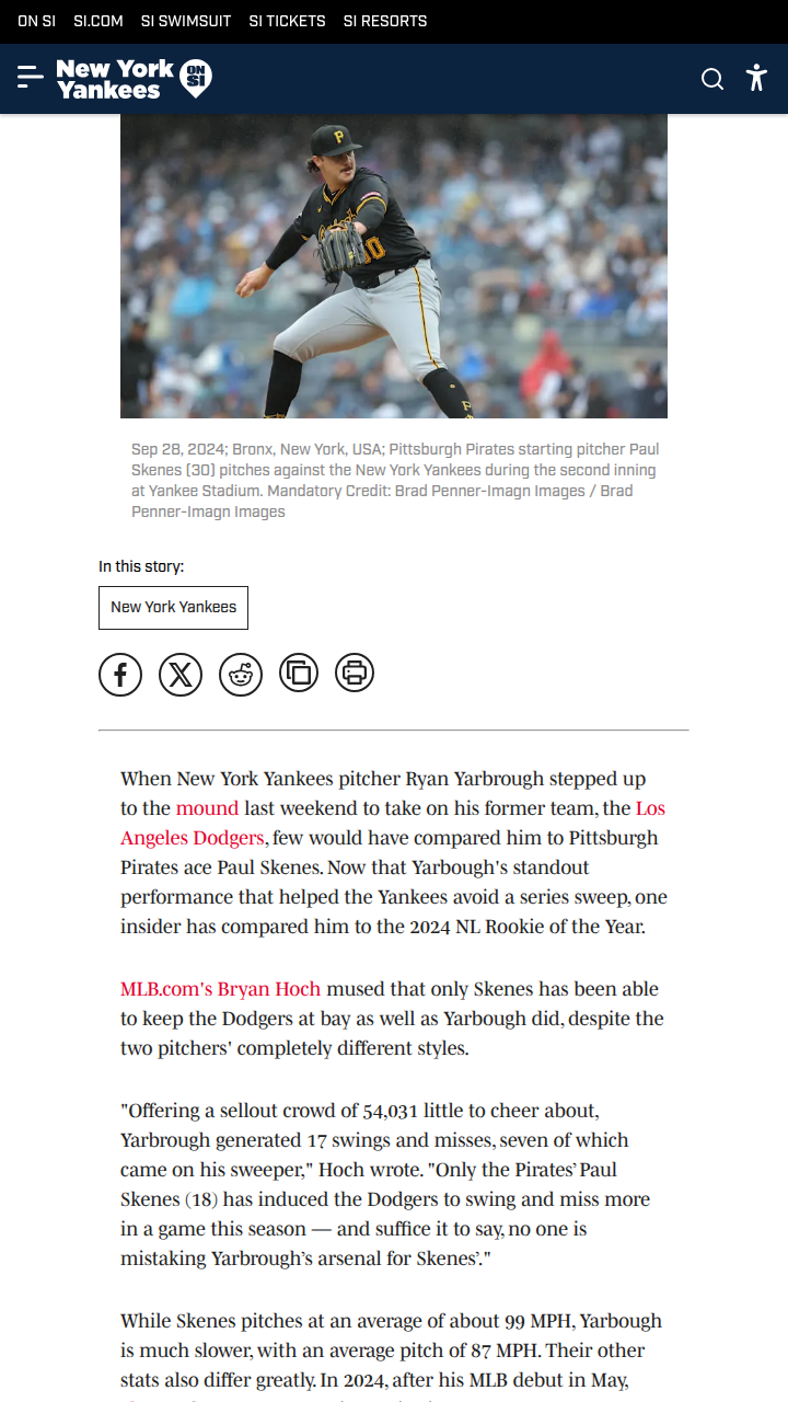 Yarbrough Channels Skenes vs. Dodgers?