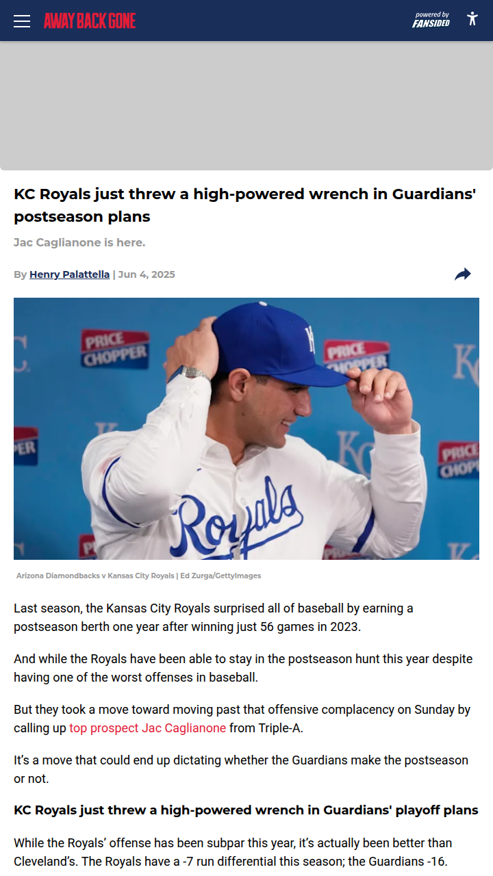 Royals Call Up Cags—Guardians on Notice!