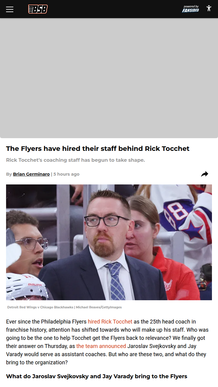 Flyers Build Tocchet’s Dream Team