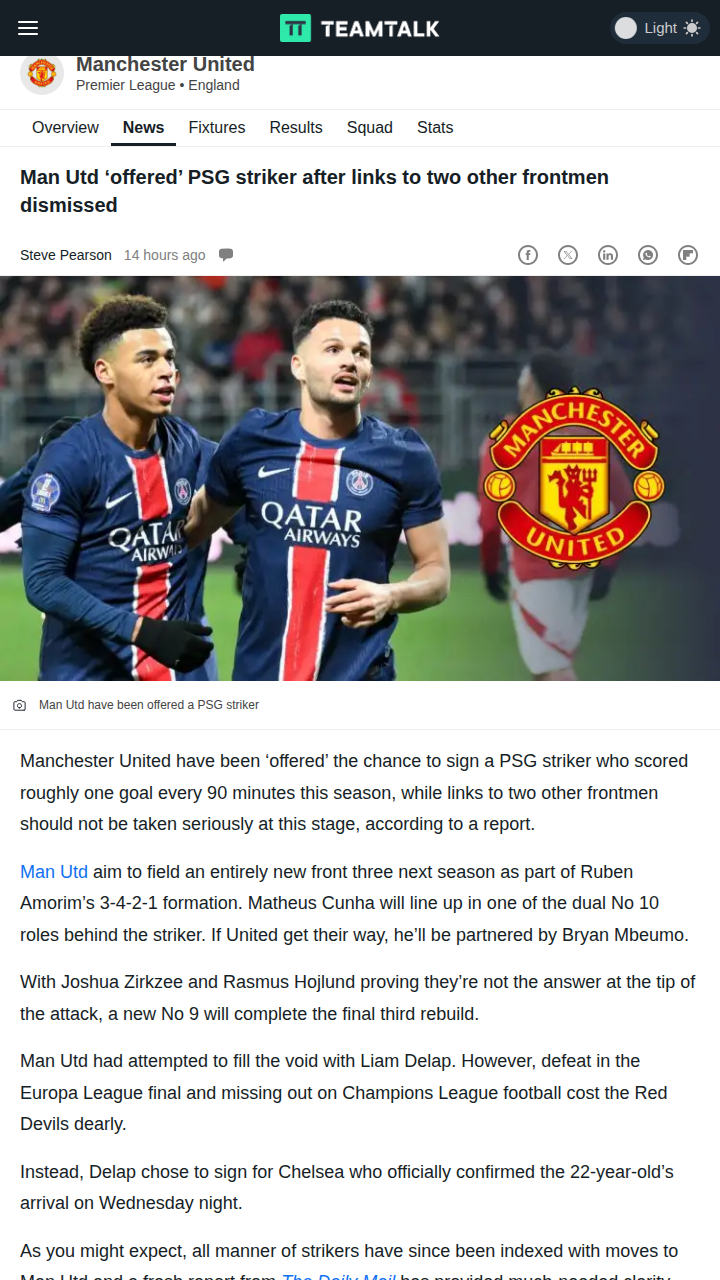 Red Devils Eye PSG’s Ramos for No.9 Spot